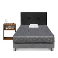 Juego de Dormitorio Forli Acqua 1.5PLZ Gris + Velador Turín Caramelo